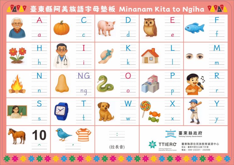 阿美族語字母墊板-PDF(歡迎下載.無版權問題)